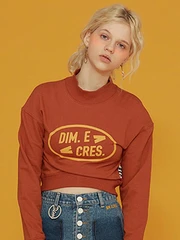SIMPLE LOGO CROP SLEEVE TEE_BROWN